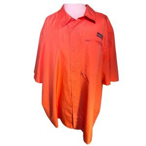Eddie Bauer Mens XL Performance Shirt Orange Polyester Button-Up